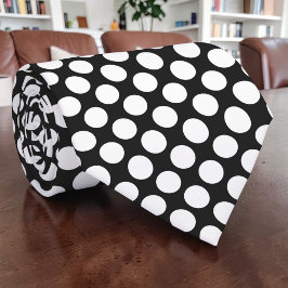 Corbata Negra Personalizada con Lunares Blancos