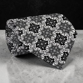Corbata Negra y Blanca Abstracta Personalizada