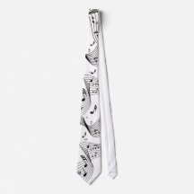 Corbata negra y blanca de notas musicales