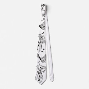 Corbata negra y blanca de notas musicales