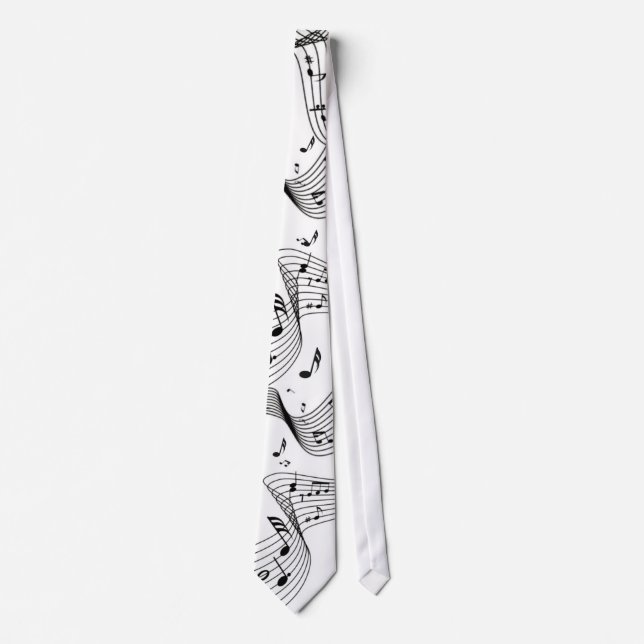 Corbata negra y blanca de notas musicales (Anverso)