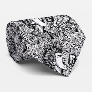Corbata negra y blanca de rock punk