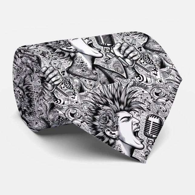 Corbata negra y blanca de rock punk (Enrollado)