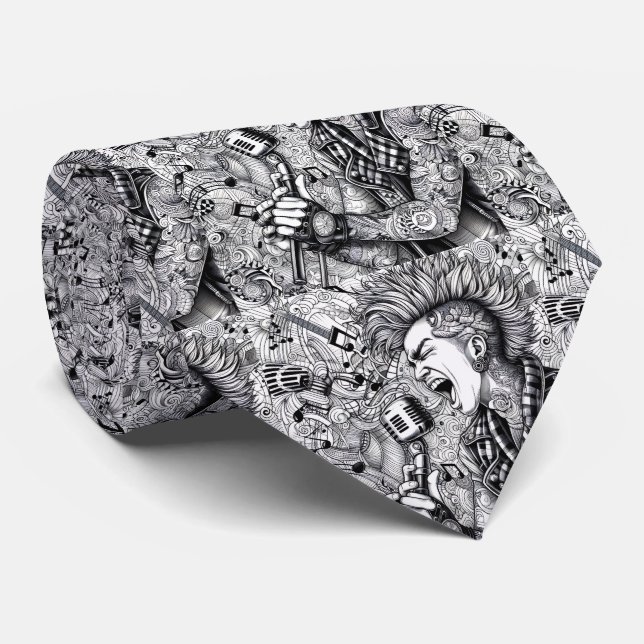 Corbata negra y blanca de rock punk (Enrollado)