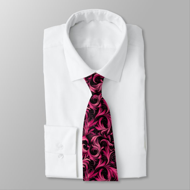 Corbata negra y rosa llena de personalidad (Atado)
