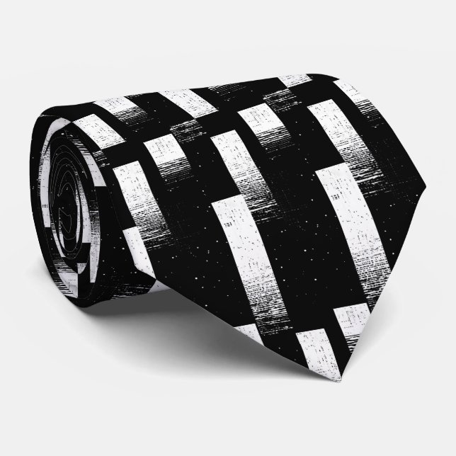 Corbata Negrita Black and White Vertical Bar Design Corbat (Enrollado)