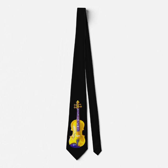 CORBATA NEGRO AMARILLO DE VIOLIN-TIE-ON (Anverso)