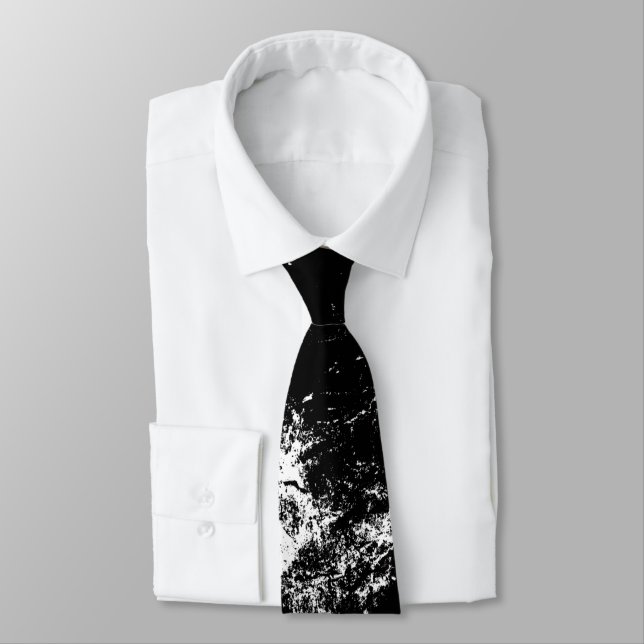 Corbata Negro blanco salpicado (Atado)