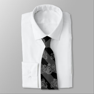 Corbata Negro Carbón Tuxedo Stripe Silver Emblem