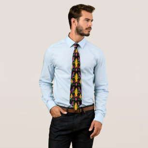 Corbata Negro con diseño floral