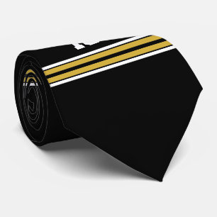 Corbata Negro con Gold White Stripes Team Jersey