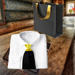 Corbata Negro con paneles de oro