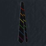Corbata Negro del partidario de las telas a rayas LGBT del<br><div class="desc">Una tela a rayas LGBT elegante del arco iris temática como lazo.  Una gran corbata al desgaste a un boda gay para mostrar la ayuda a la novia y novia o el novio y novio.</div>