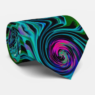 Corbata Negro dramático y torbellino abstracto retro turqu