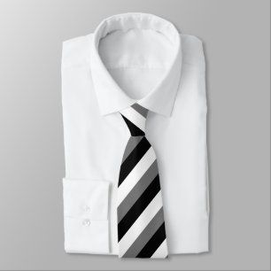Corbata Negro Gris Rayado Blanco