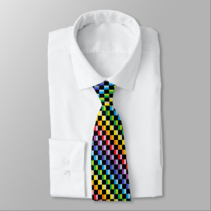 Corbata Negro más amplio a cuadros del arco iris del