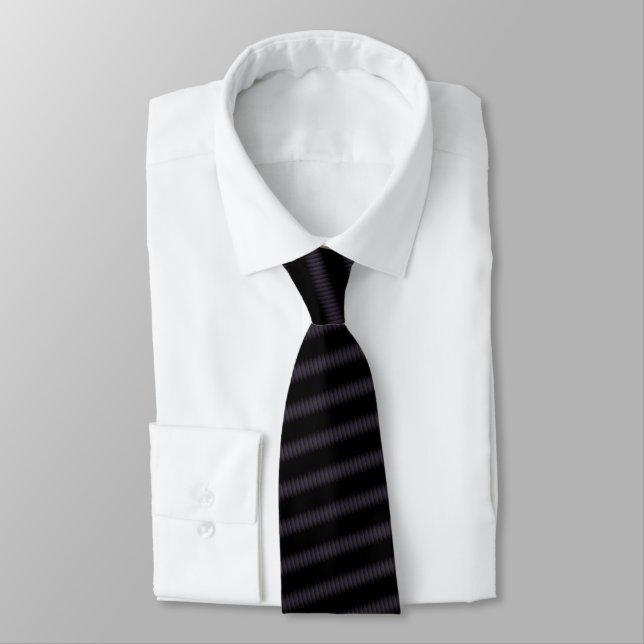 Corbata Negro morado rayado único (Atado)