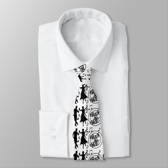 CORBATA NEGRO PARA TU HOMBRE QUE AMA "ROCK AND ROLL"/BAILE (Atado)