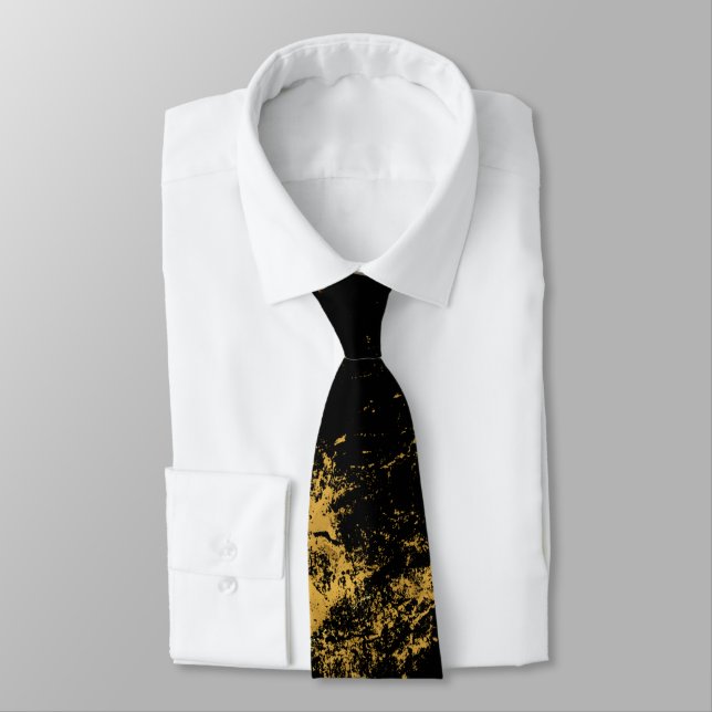 Corbata Negro salpicado oro (Atado)