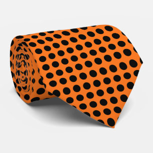 Corbata Negro sobre calabaza Gran tamaño Puntos de Polka H