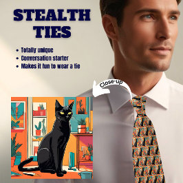 Corbata Negro sobre el Naranja del gato Stealth Tira