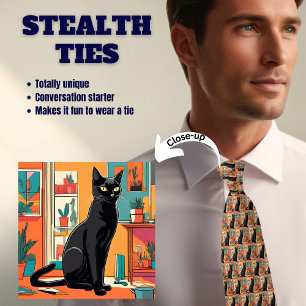 Corbata Negro sobre el Naranja del gato Stealth Tira