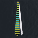 Corbata Negro, turquesa y rayas amarillas<br><div class="desc">Rayas horizontales en negro,  turquesa azulverde,  y un novicio - color amarillo. Tiene una mirada retra enrrollada. Diseño rayado simple.</div>