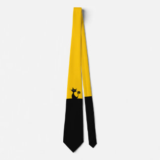 Corbata Negro y amarillo con gato
