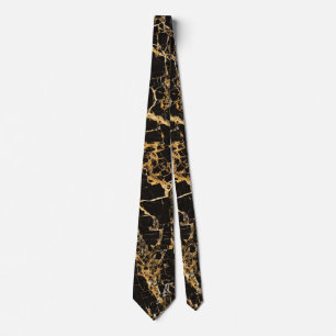 Corbata Negro y mármol del oro,