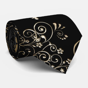 Corbata Negro y oro de estilo victoriano elegante