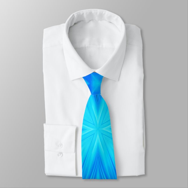 Corbata Neon Blue Turquoise Psychedelic Cloudy Resumen (Atado)