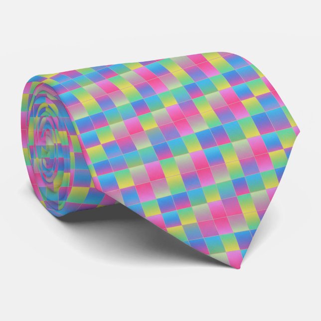 Corbata Neon Checkerboard Pattern (Enrollado)