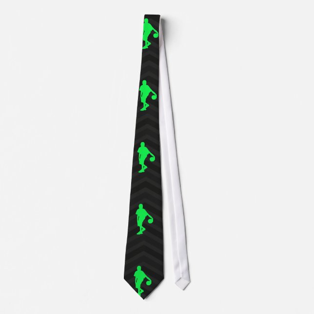 Corbata Neon Green, Hot Pink, Basketball Player, Black (Anverso)