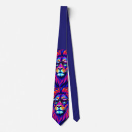 Corbata Neon Lion Party Animal – Colourful Retro Graphic