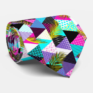 Corbata Neon Memphis Style Triangles