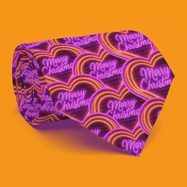 Corbata Neon Merry Christmas Love Heart (Subido por el creador)