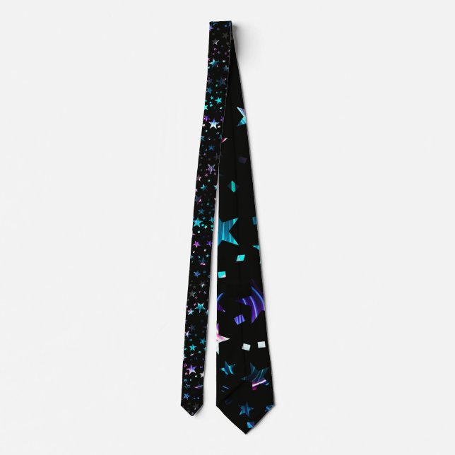 Corbata Neon Profesional Pink Turquoise Blue Stars Black (Reverso)