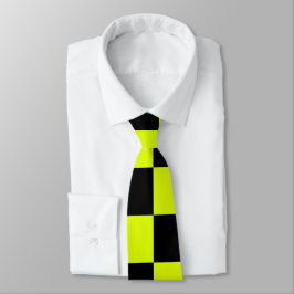Corbata Neon Yellow Black Checkered Checkerboard Vintage