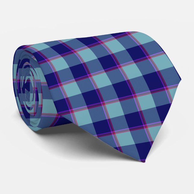 Corbata Neptune and Gulf Blue Plaid Neck Tie (Enrollado)