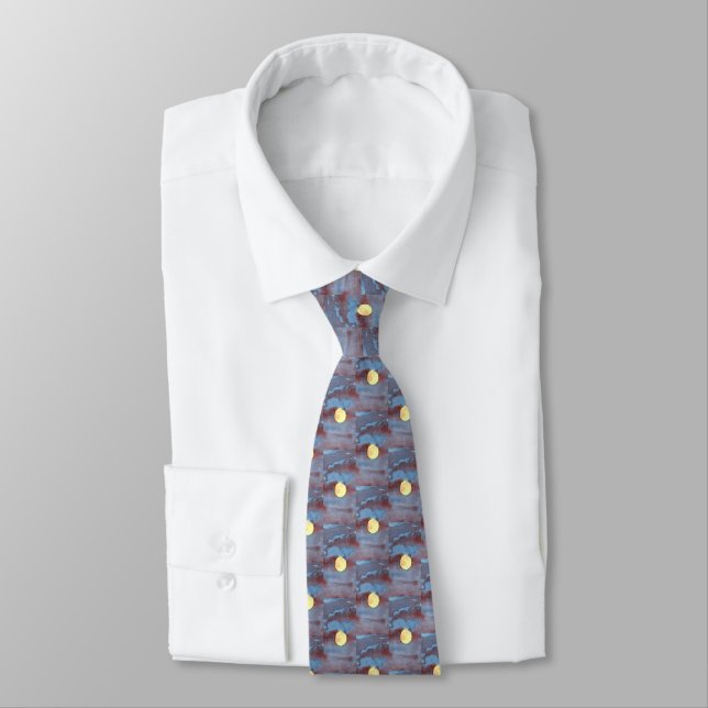 Corbata Neumático de acuarela de luna completa (Atado)