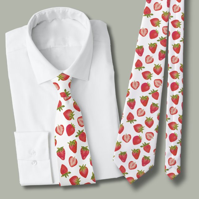 Corbata Neumático de cuello del patrón de fresa de verano  (Strawberry tie )