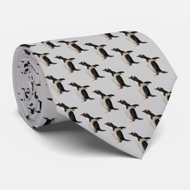 Corbata Neumático de pingüino frenético (gris claro) (Enrollado)