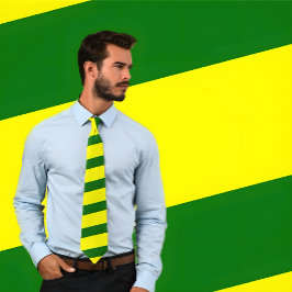 Corbata Neumático rayado verde y amarillo (franjas gruesas