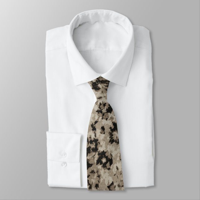 Corbata Neutral Floral Tie Beige Resumen Flor negra (Atado)