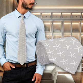 Corbata Neutral Light Taupe Starfish Patterned Grooms