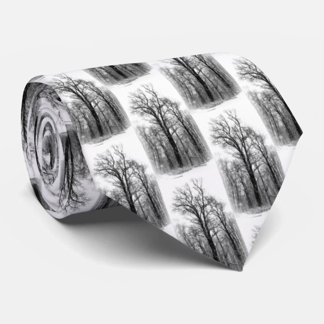 Corbata Nieve de invierno y árbol de álamo (Enrollado)