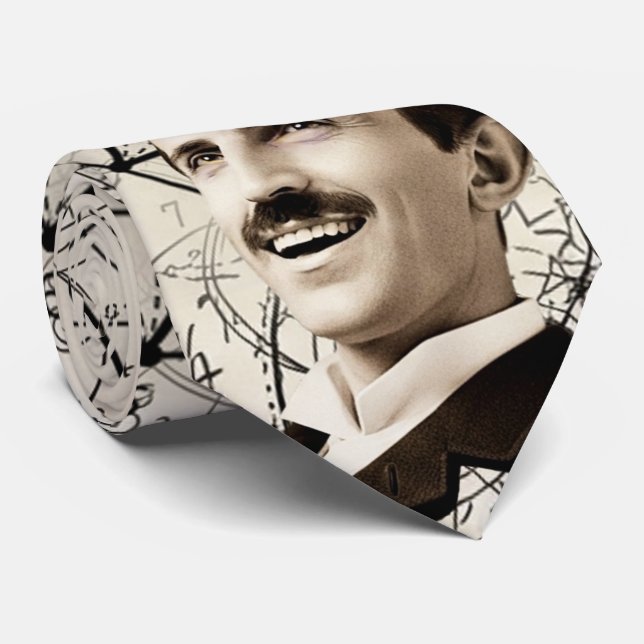 Corbata Nikola Tesla - Sonriendo - 369 Clave para el Unive (Enrollado)