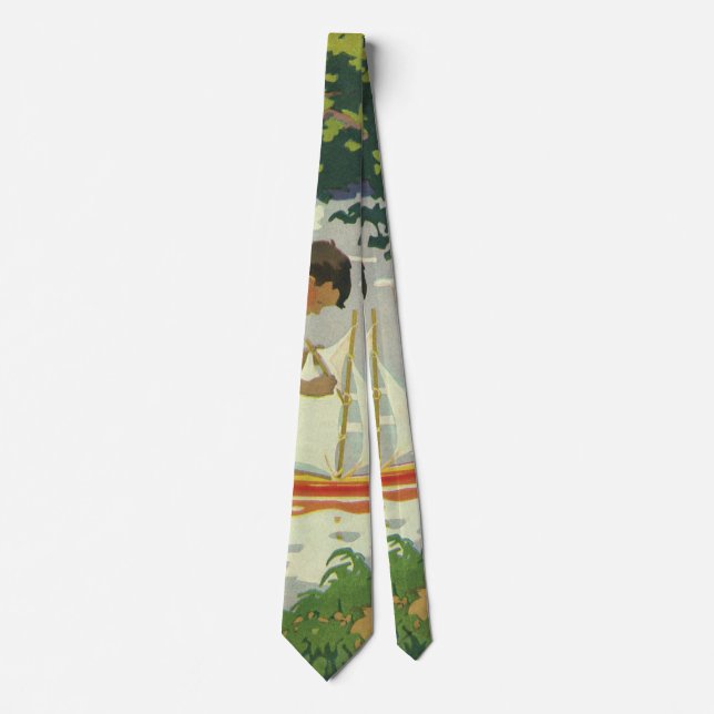 Corbata Niños de la época jugando a veleros de juguete (Anverso)