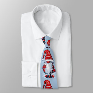 Corbata Nisse Gnomo Gonk de Navidad Sosteniendo un Vino Ca