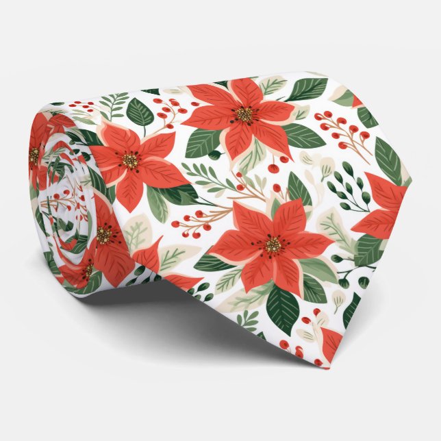 Corbata Nochebuenas Rojas Festivas (Enrollado)